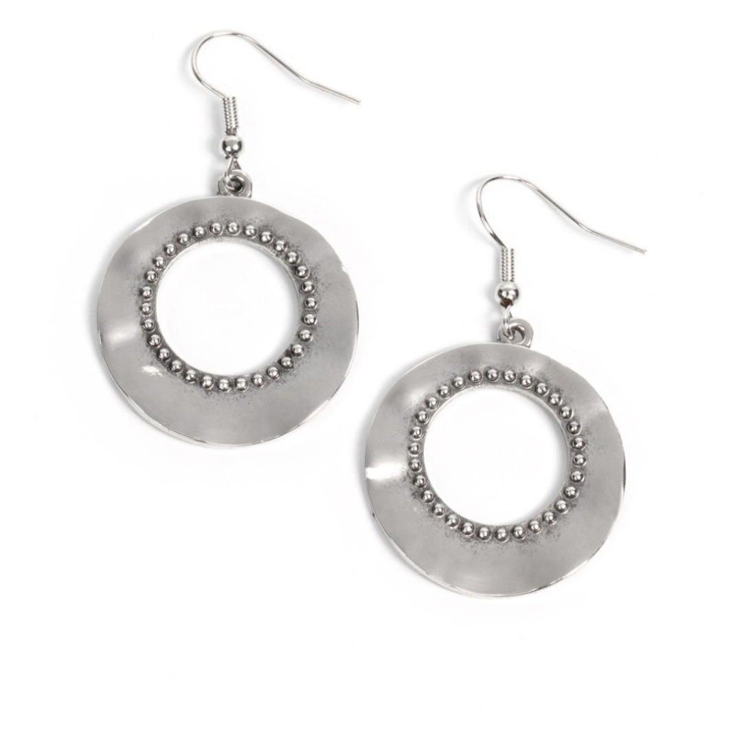 Elegant Silver Hoop Earrings Desert Diversity Dainty Fashion Jewelry Paparazzi